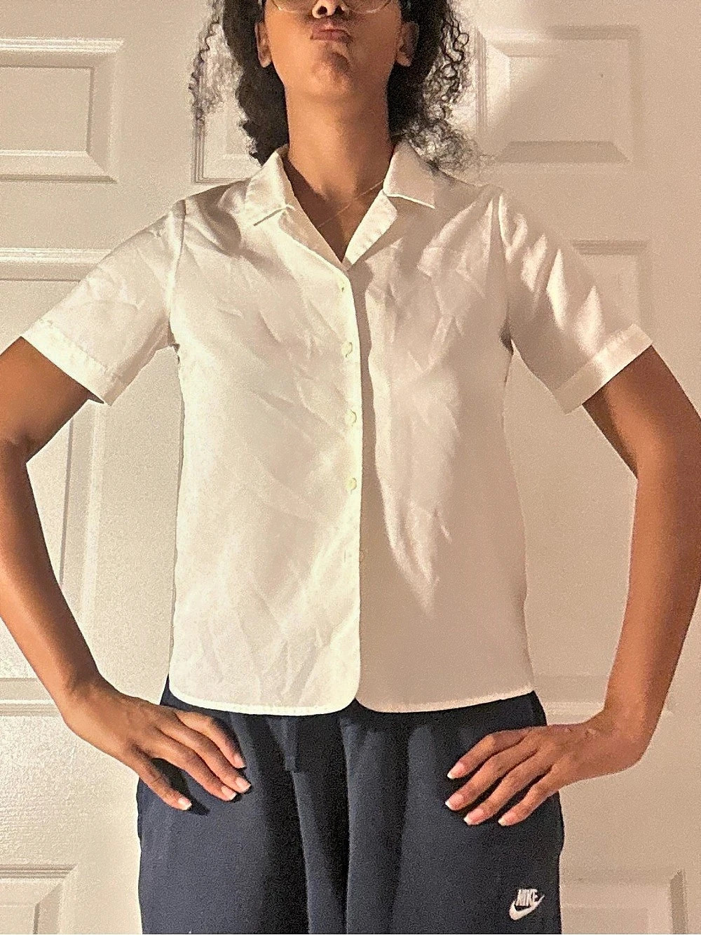 Liz Baker Women's White Short Sleeve Button Down Shirt